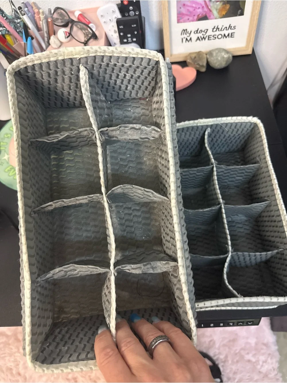 Gray Fabric Drawer Organizers - 2-Pack
